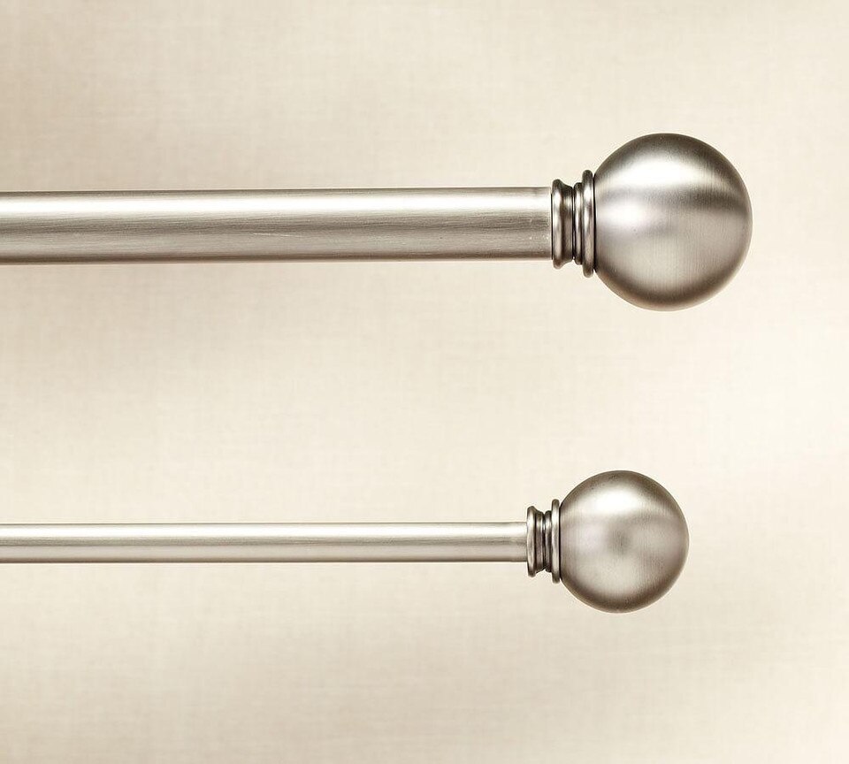 PB Standard Ball Finial & Curtain Rod Pewter Finish Pottery Barn